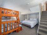 Queen size bed and set of bunks